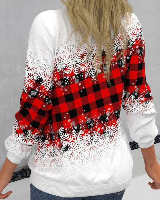 Snøfnugg genser med rutete trykk