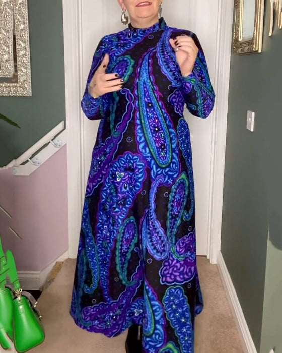 Elegant kjole med paisley-trykk