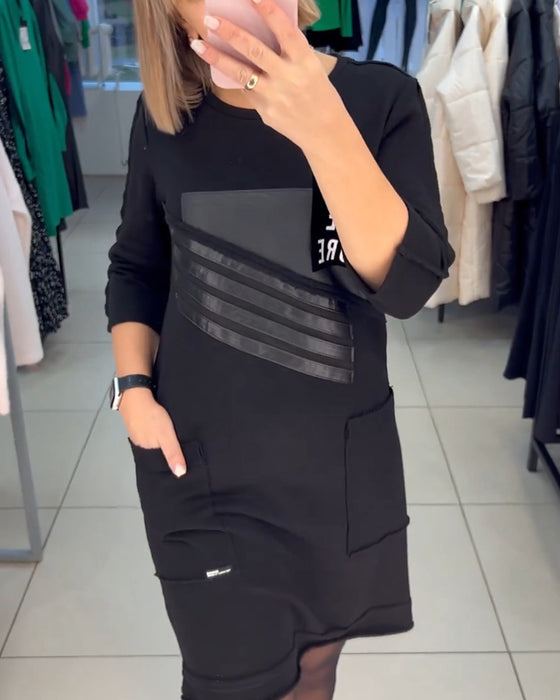 print Shift kjole med lomme