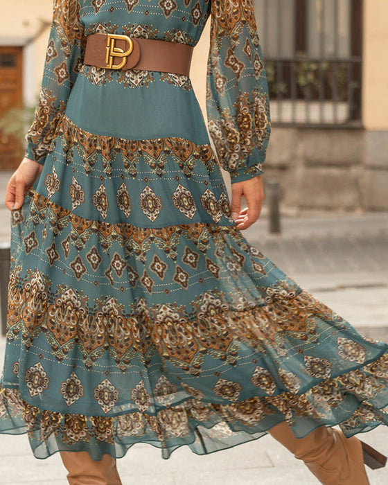 V-Hals Kjole Etnisk Stil Uformell Ferie