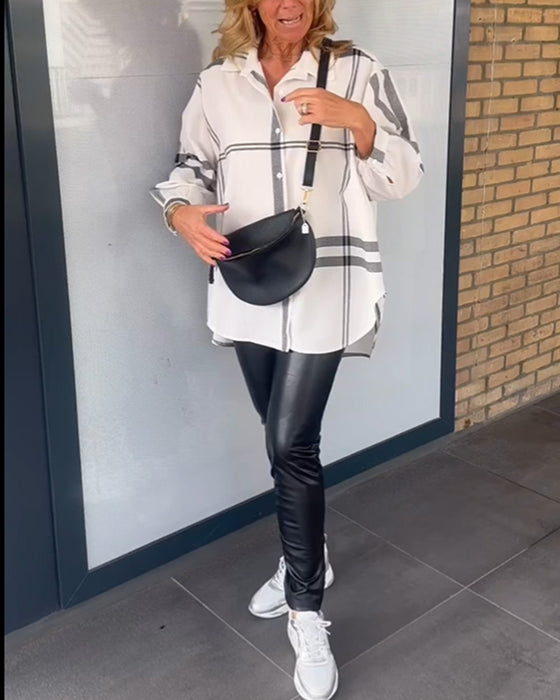 Uformell rutete skjorte med jakkeslag