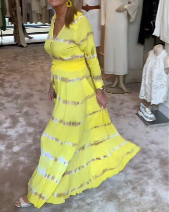 Elegant lang pendlerkjole for kvinner