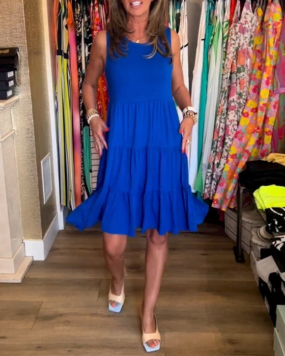 Kjole med plissert passform og ermeløs