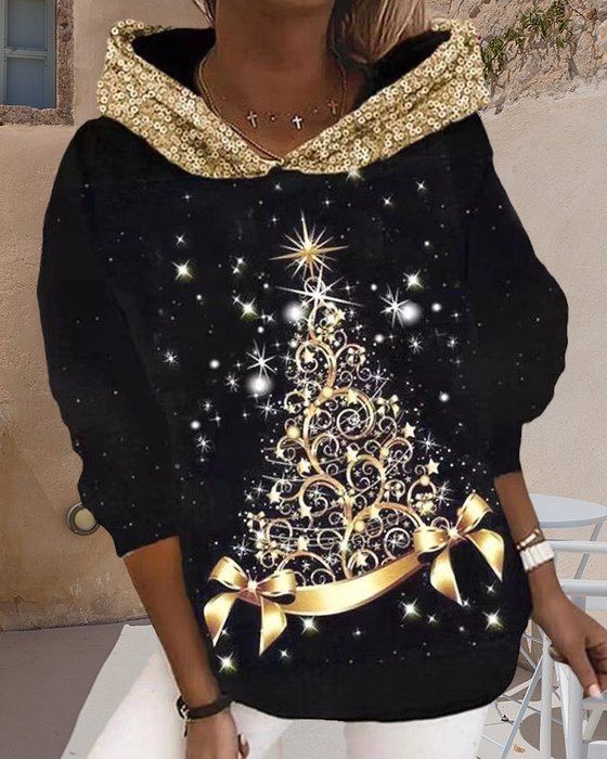 Hettegenser med juletretrykk