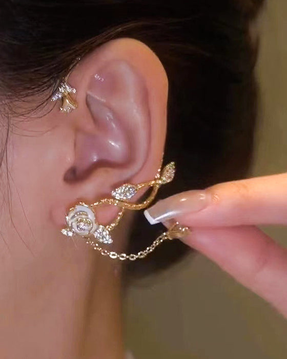 1 stk rhinestone blomsterbladmønster dusk øreklatrer