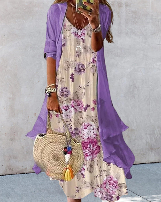 Slyngekjole todelt sett med trykk