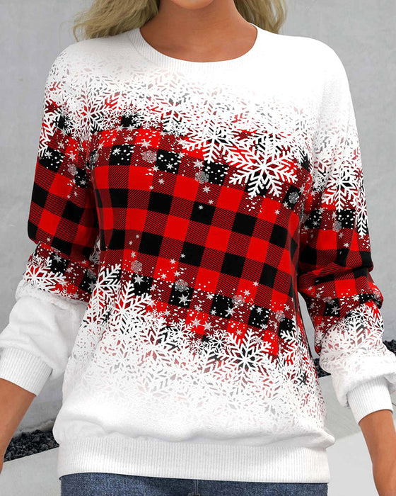 Snøfnugg genser med rutete trykk