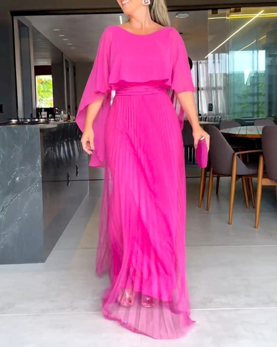 A-line maxikjole med rund hals