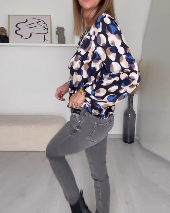 Elegant bluse med trykk med stropper