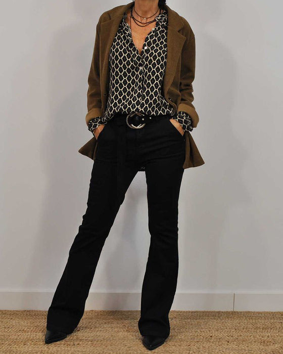 casual bluse med V-hals