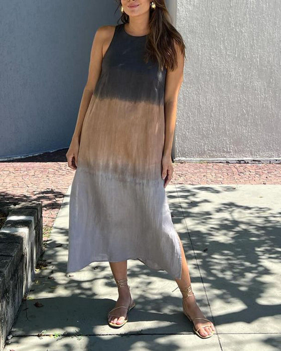 Kjole med ermeløs og gradient