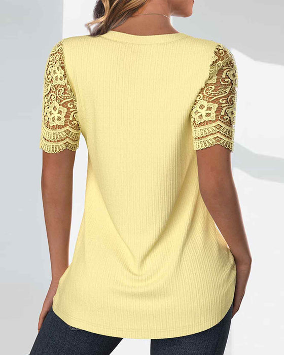 Kortermet blonde patchwork topp