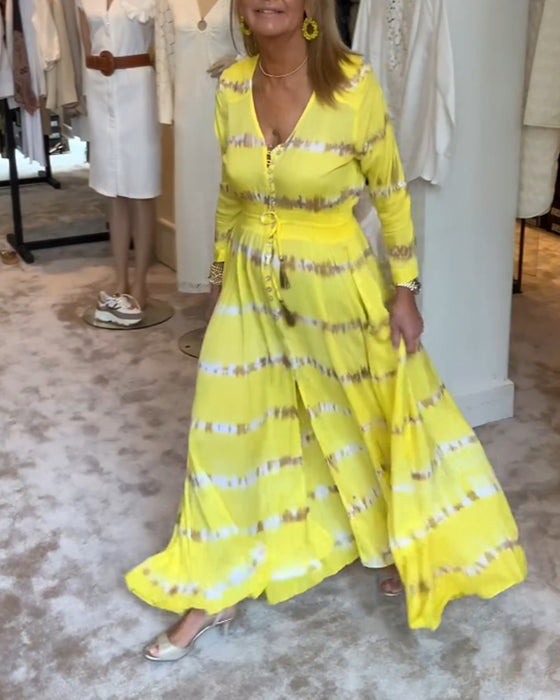 Elegant lang pendlerkjole for kvinner