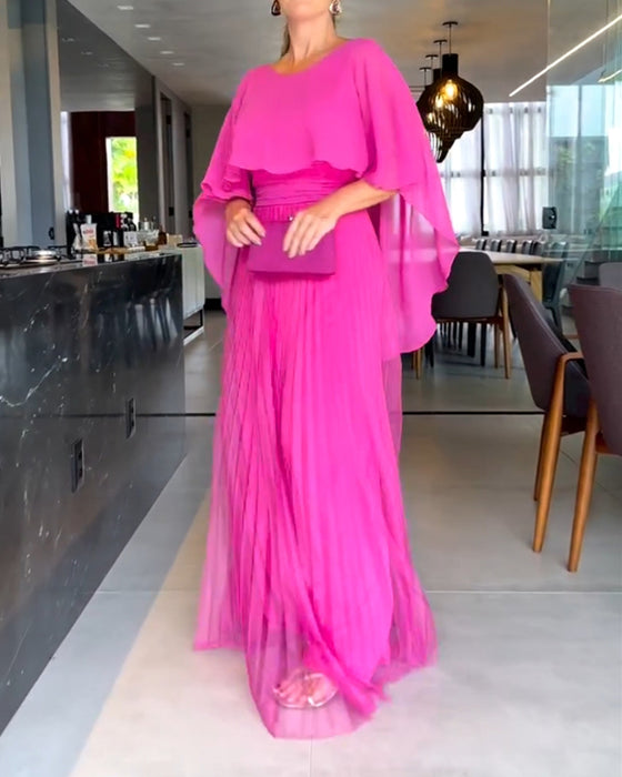 A-line maxikjole med rund hals