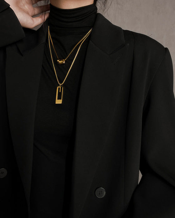 Dobbelt langt halskjede i titanstål