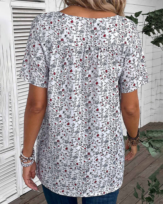 Volanger bluse i blomsterprint