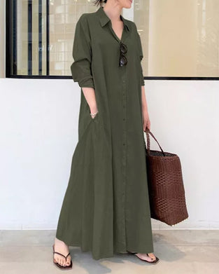 Langermet Uformelt Kjole med Lommer