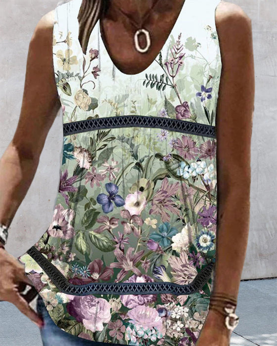 Blomster og Paisley Print Tank Top