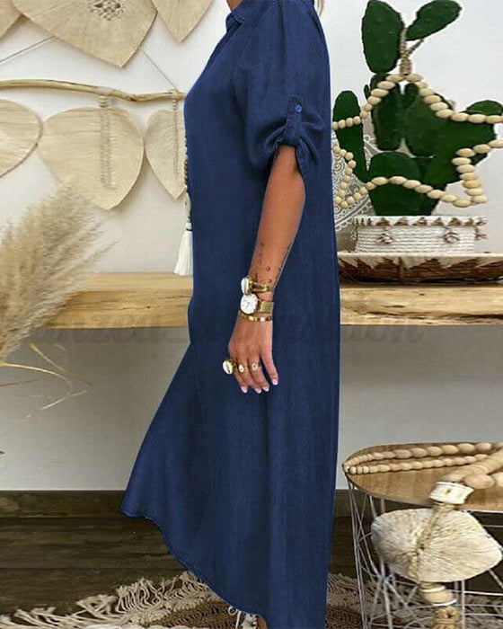 Ensfarget denimkjole