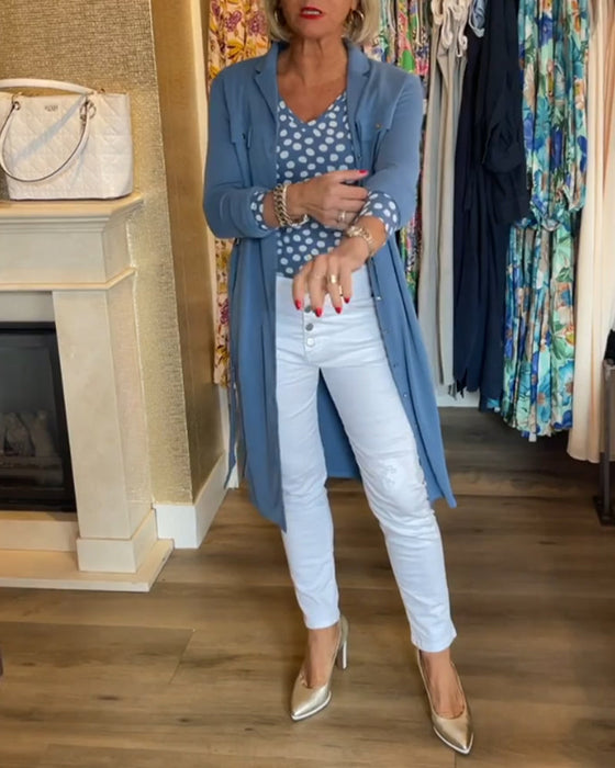 Knappefrakk med casual ensfarget