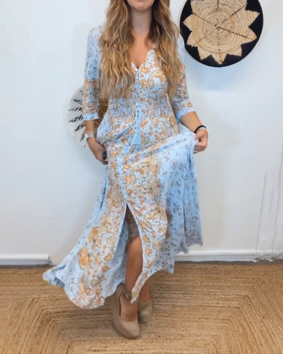 Elegant lang pendlerkjole for kvinner