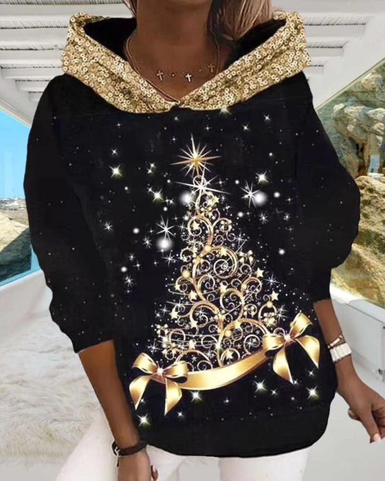 Hettegenser med juletretrykk