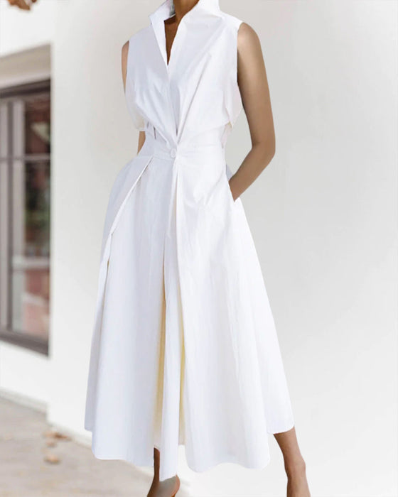 Ermeløs motekjole med stativ krage