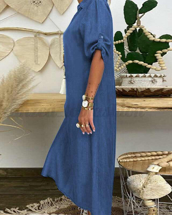 Ensfarget denimkjole