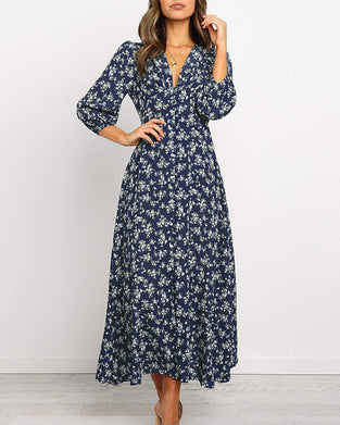 Ballongermet kjole med blomstret-design