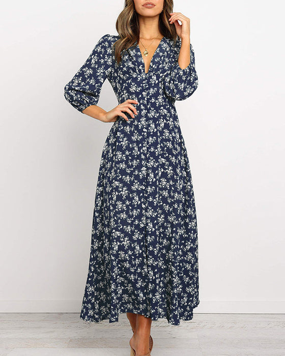 Ballongermet kjole med blomstret-design