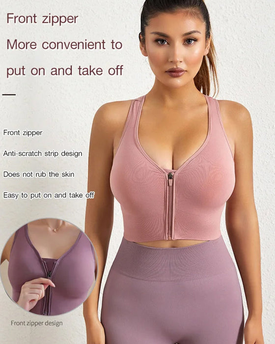 Vest sports-bh med glidelås