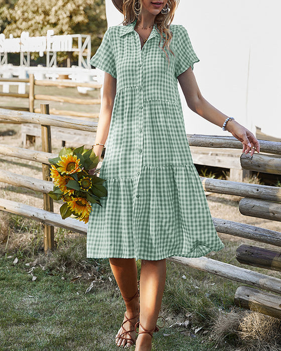 Uformell skjortekjole med rutete trykk