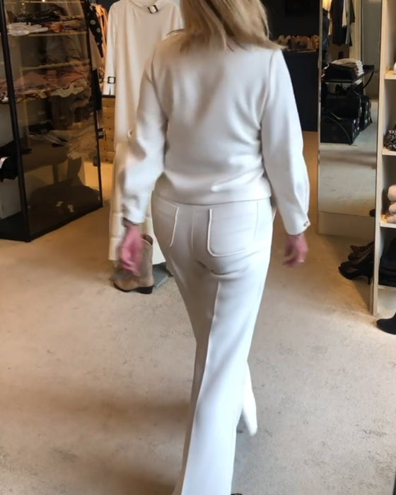 V-hals ensfarget elegant topp