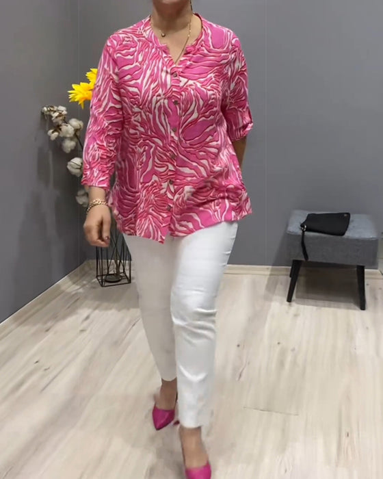 Langermet skjorte med trykk og knapper