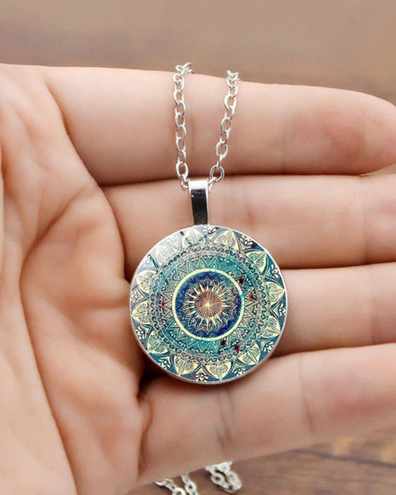 Mandala blomst halskjede sett