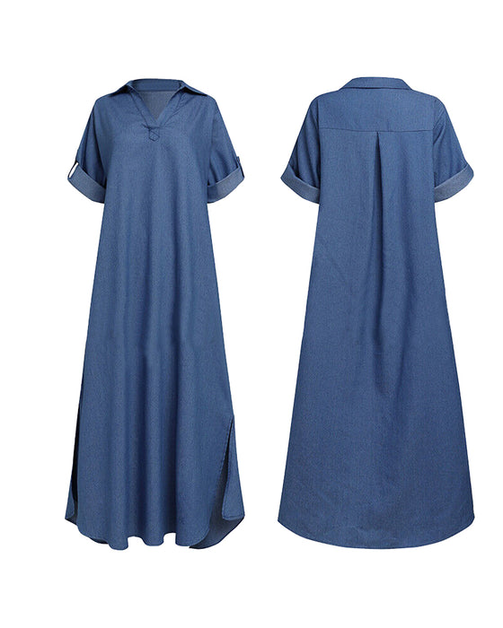 Ensfarget denimkjole