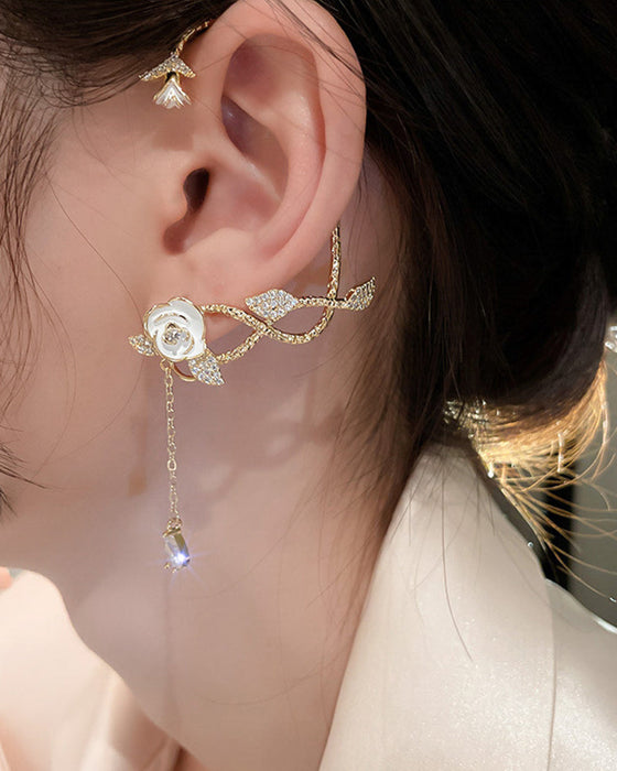 1 stk rhinestone blomsterbladmønster dusk øreklatrer