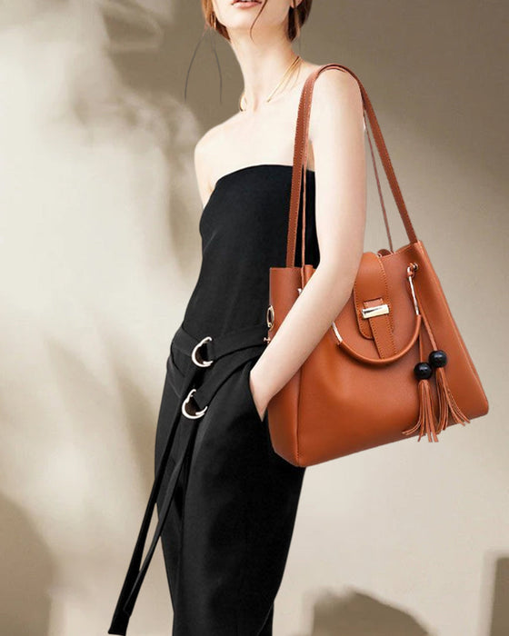 Dame håndveske skulderveske 3 deler sett