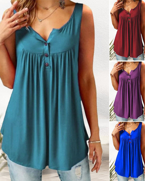 Komfortabel ermeløs undertrøye for damer med løse knapper
