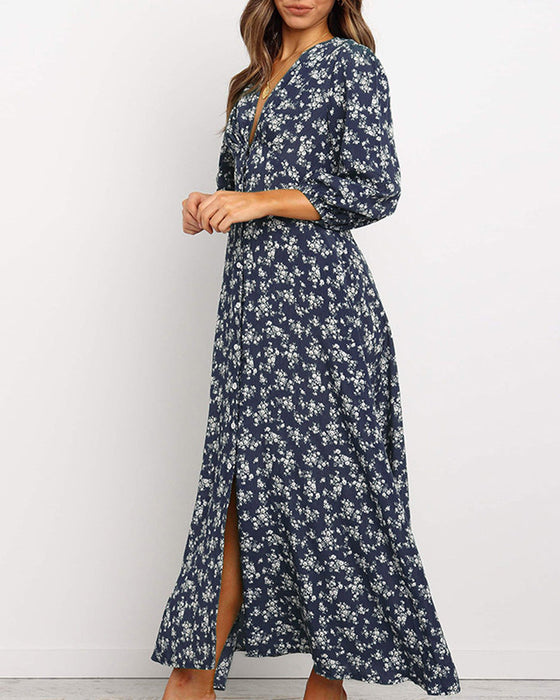 Ballongermet kjole med blomstret-design