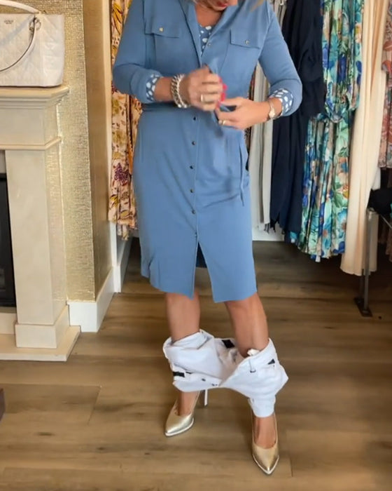 Knappefrakk med casual ensfarget