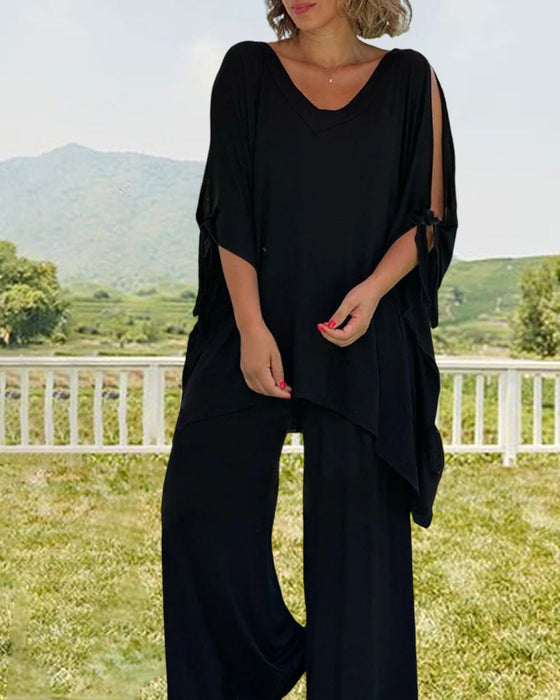 Ensfarget todelt sett med halve ermer