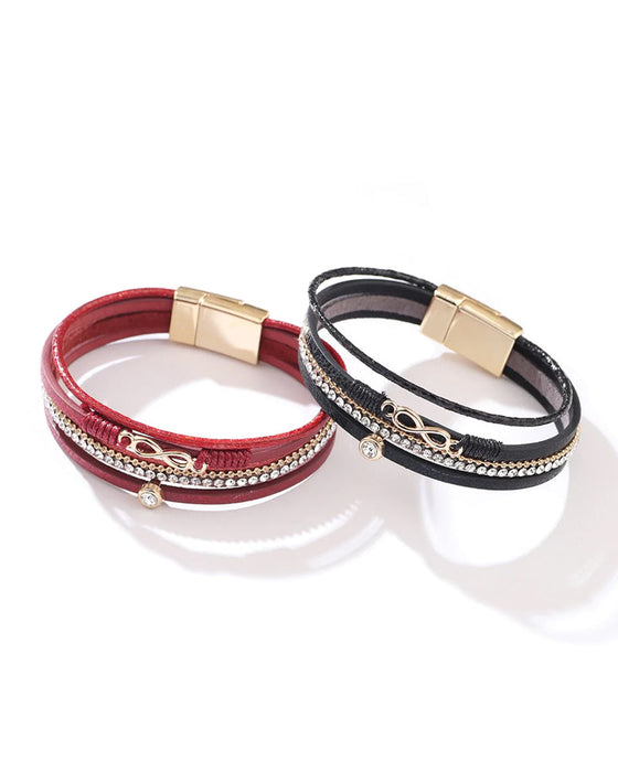 Figur 8 magnetisk spenne lærarmbånd for damer