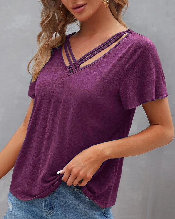 Ensfarget Cut Out T-skjorte