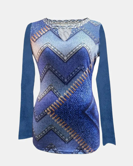 Bølgete bluser med rund hals for kvinner