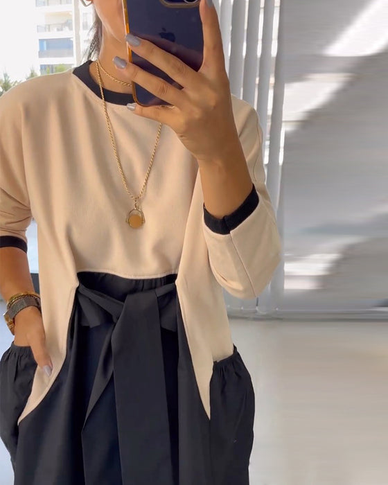 Uformell kjole med patchworklommer