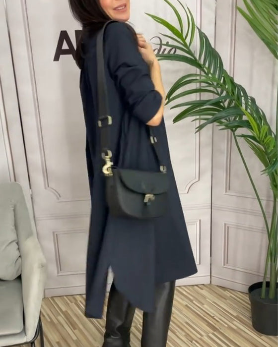 Ensfarget casual kjole med jakkeslag