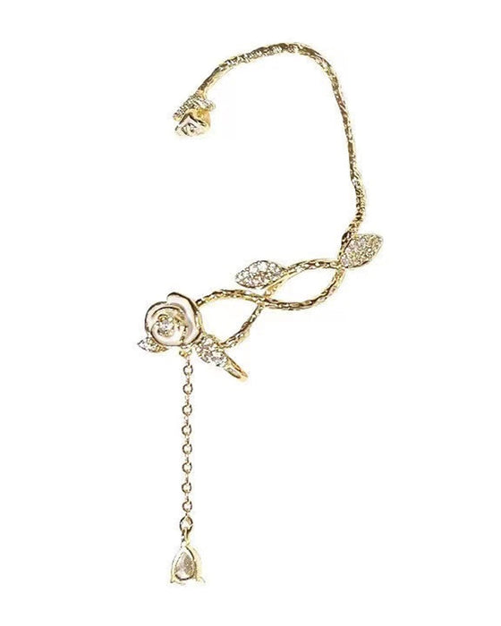 1 stk rhinestone blomsterbladmønster dusk øreklatrer