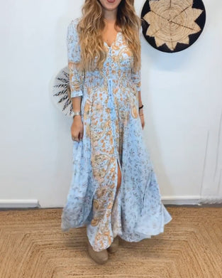 Elegant lang pendlerkjole for kvinner