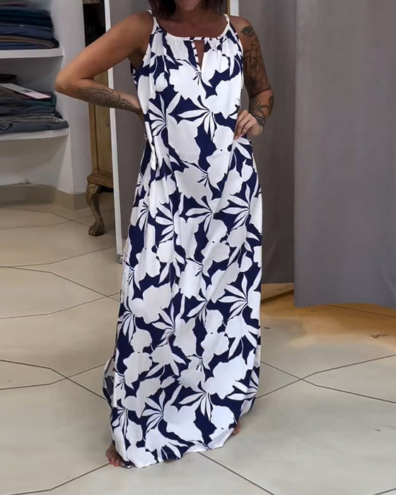 Kjole med slips og trykk